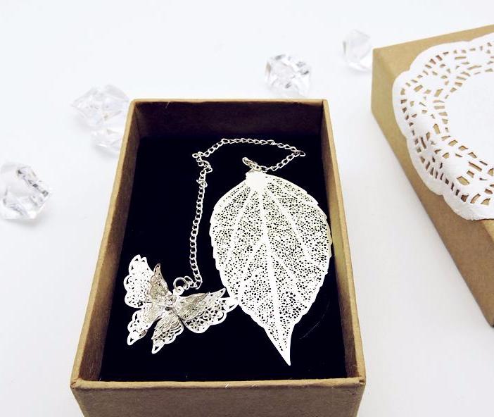 Elegant Golden Butterfly & Leaf Bookmark